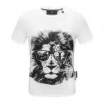 philipp plein pp t-shirts for hommes lion wearing glasses white